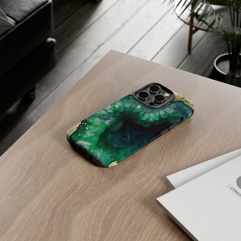 Green Geode in Watercolor - Impact Resistant Phone Case